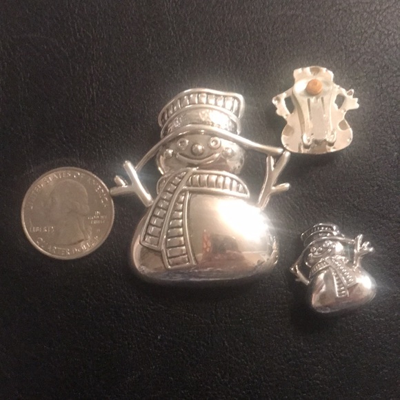 SNOWMAN BROOCH / pendant w matching earrings - Picture 6 of 6